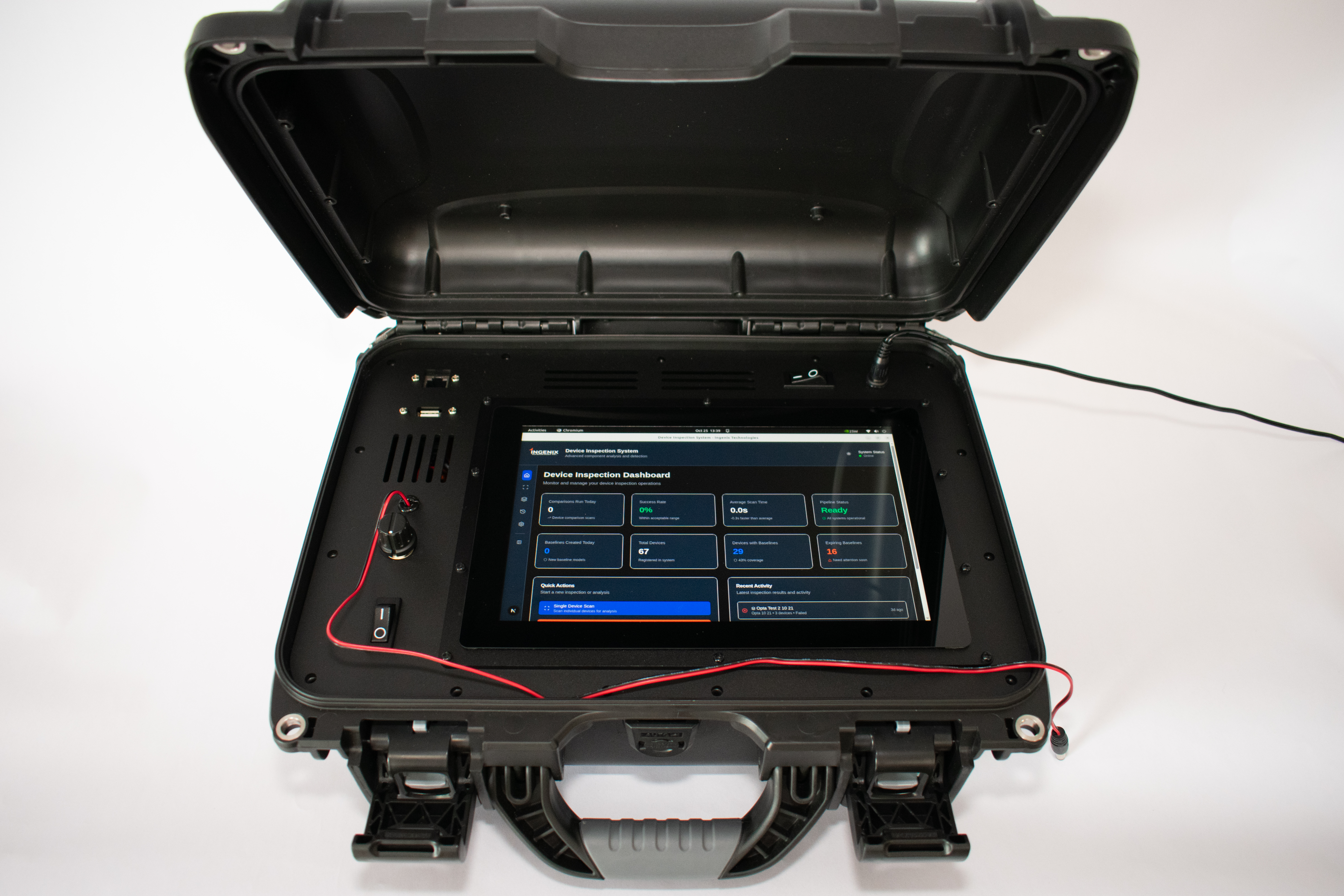 Device Inspection System — portable case with dashboard